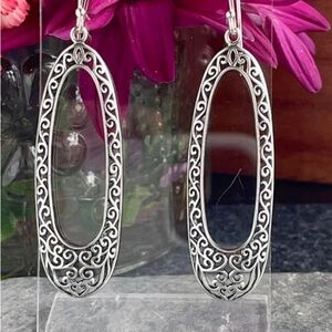 Silpada Elegant Filagree Silver 925 Oblong Hook Earrings